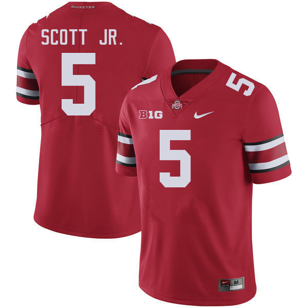 Men #5 Aaron Scott Jr. Ohio State Buckeyes College Football Jerseys Stitched-Red